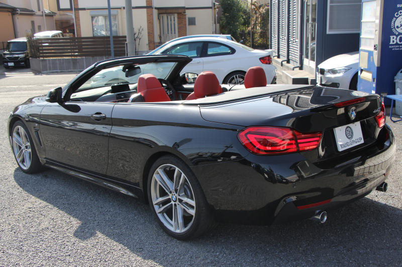 BMW 4シリーズ 440i ｶﾌﾞﾘｵﾚ Mｽﾎﾟｰﾂ ﾌﾟﾗｽP 後期 ﾌｪｲｽﾘﾌﾄ後 ｺｰﾗﾙﾚｯﾄﾞﾚｻﾞｰ ｼｰﾄﾋｰﾀｰ ｴｱｶﾗｰ B58新ｴﾝｼﾞﾝ 326馬力 19AW HUD 追従ACC ﾚｰﾝﾁｪﾝｼﾞ警告 ﾊｰﾏﾝｶｰﾄﾞﾝ 液晶ﾒｰﾀｰ ﾀｯﾁ画面HDDﾅﾋﾞTV LEDﾍｯﾄﾞﾗｲﾄ&ﾃｰﾙ 2年保証