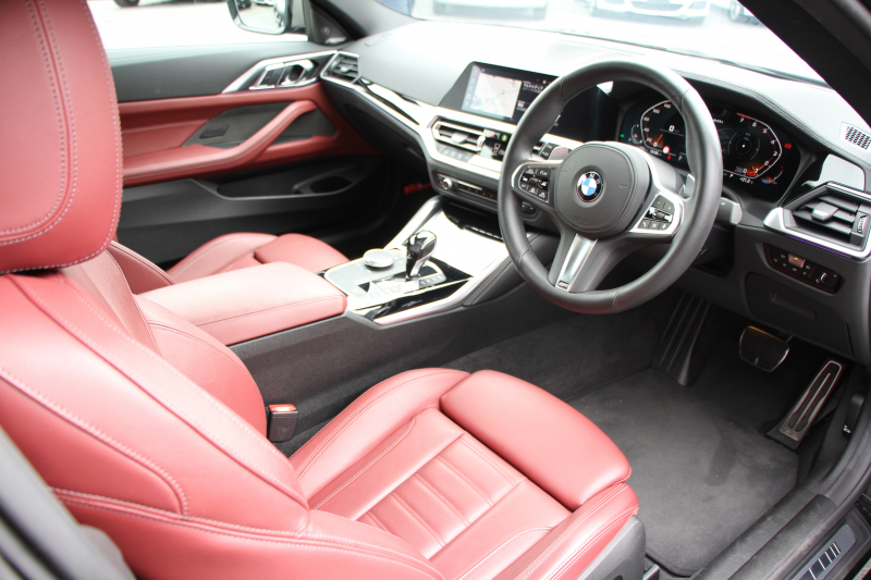 BMW 4シリーズ M440i Xdrive ｸｰﾍﾟｲﾉﾍﾞｰｼｮﾝP 4WD ｻﾝﾙｰﾌ ﾋｰﾀｰ赤革 渋滞ﾊﾝｽﾞｵﾌ ﾊｰﾏﾝｶｰﾄﾞﾝ ﾚｰｻﾞｰﾗｲﾄ ｲﾝﾃﾞｨﾋﾞｼﾞｭｱﾙ19AW 387馬力 直6ﾀｰﾎﾞ追従ACC HUD 360度ｶﾒﾗ 電動ﾄﾗﾝｸ ﾗｲﾌﾞｺｯｸﾋﾟｯﾄ ﾀｯﾁ画面HDDﾅﾋﾞTV ｱｯﾌﾟﾙｶｰﾌﾟﾚｲ 2年保証